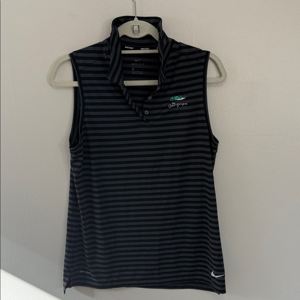 Nike Women's Black and Gray Striped Tank Top- Cour d’Alene Golf Course